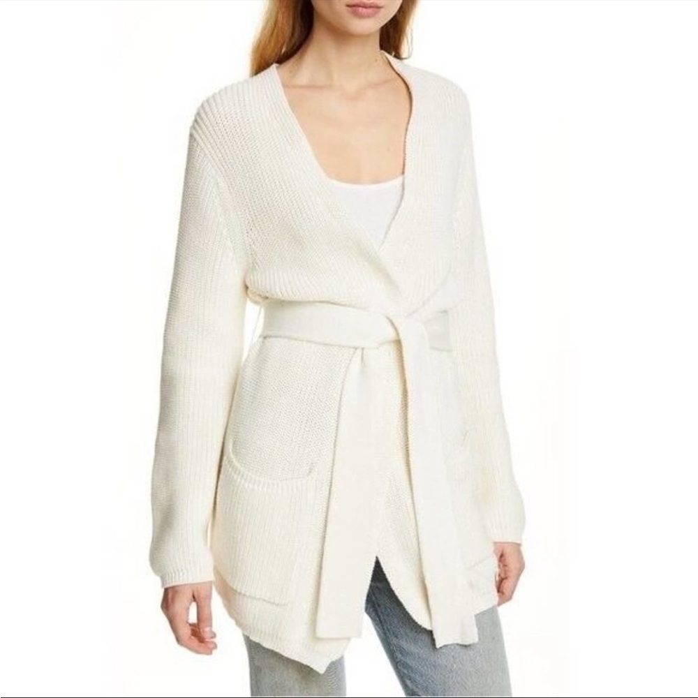Jenni Kayne Cotton Fisherman Cardigan Ivory Size XS